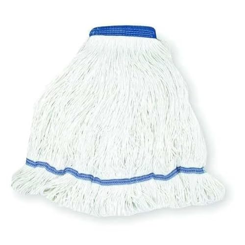 1-1/4 in String Wet Mop, 16 oz Dry Wt, Side Gate Connection, Looped-End, White, Nylon