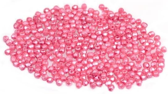 120pcs Fire Polished Faceted Beads Round 2 mm, Chalk White Pastel Pink (3000-25008), Bohemia Crystal Glass, Czechia 15119001