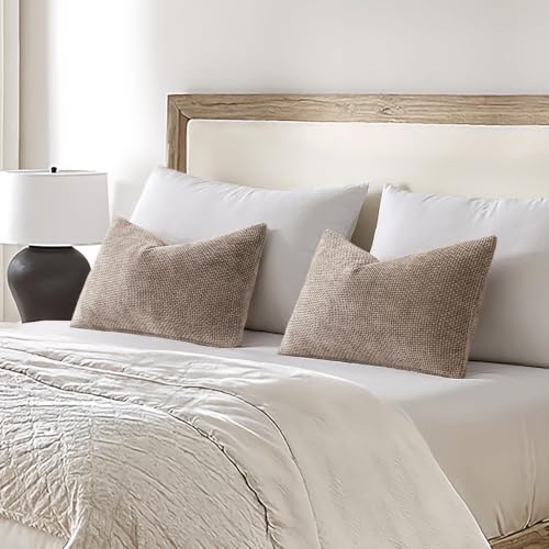 Image of MIULEE Dercorative Lumbar Throw Pillow Covers 12x20 Inch Light Khaki 2 Pack