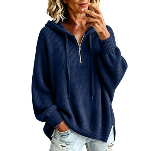 Image of Ydsxlp Hooded Jumpers for Women UK 1/4 Zip Long Sleeve Hoodie