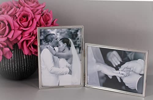 Leadex Concise Hinged Double Picture Frame, Silver Plated,Vertical +Horizontal Standing,5 By 7 Inch,Best For Home Or Office Table Decor (Silver) … #TOP2