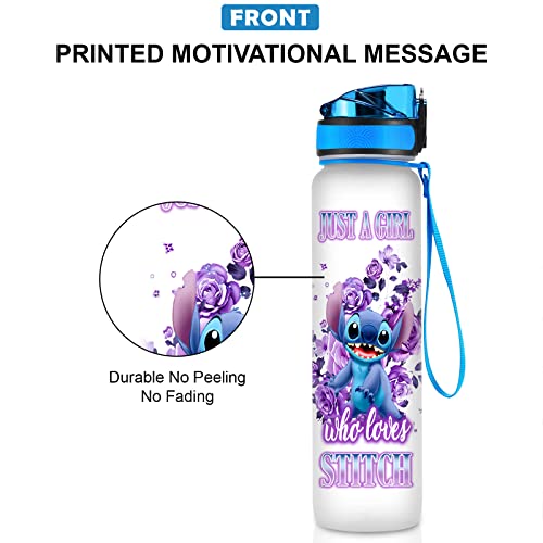 34Hd 32 Oz Water Track Bottle, Just A Girl Who Loves Bottle With Time Marker, Cute Water Bottles, Motivational Insulated Water Bottle, Family Gifts #TOP2