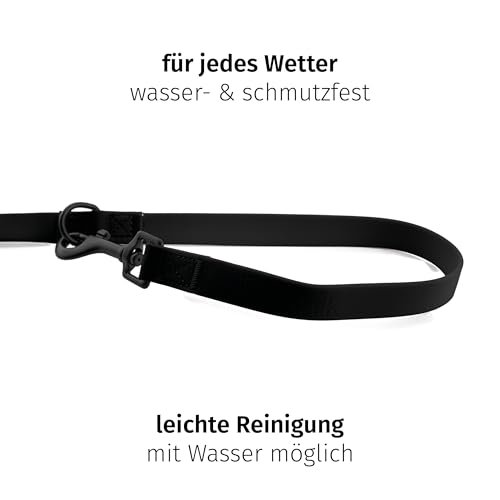 Floxik PVC Hundeleine 2m Schwarz | 3 Längen verstellbare Führleine für mittlere & große Hunde | Schmutz- & Wasserfest | Ideale Umhängeleine für das nächste Abenteuer mit deinem Liebling