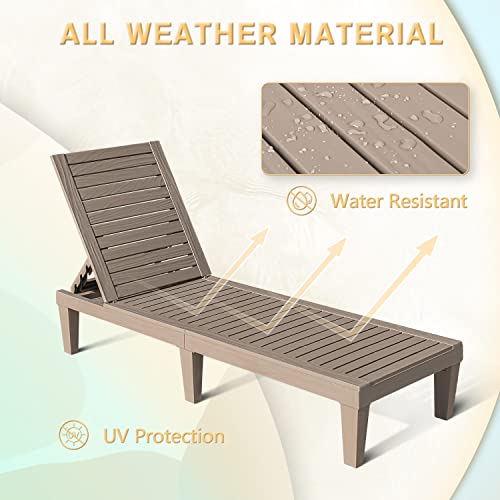 Homall Outdoor Chaise Lounge Chairs Set Of 2, Quick Assembly & Waterproof & Lightweight Loungers With Adjustable Back For Poolside, Beach, Garden And Yard (Taupe) #TOP4
