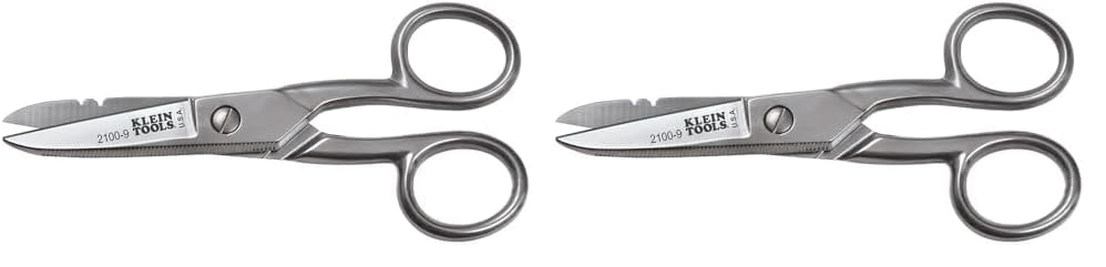 Image of Klein Tools 2100-9 Stainless Steel Electrician's Scissors with Stripping Notches, 5-1 /4-Inch (Pack of 2)