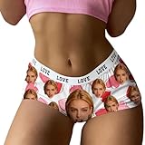 Generico Intimo da Donna Personalizzato con Foto Immagine A Scelta, Boxer Slip Elasticizzati con Girovita Elasticizzato E Stampa Full Print su Misura Bianco L