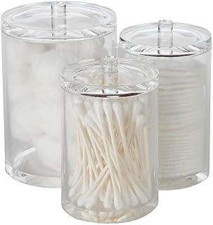 ARAD Cotton Ball, Swab, and Q-tip Storage Set, 1-Piece, 3-Compartments, for Easy Organization