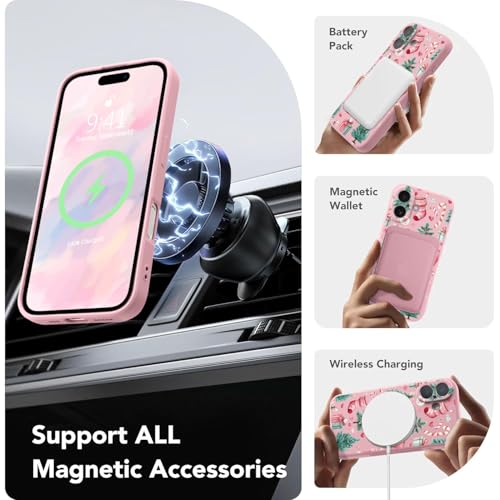 OFQKOAKS for iPhone 17 Pro Case Compatible with MagSafe,Cute Festive Christmas Pink Box Tree Phone Case,Soft Pink Liquid Silicone Slim Fit Protective Cover for Women Girls by OFQKOAKS - Image 2