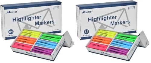 Image of Madisi Highlighters, Chisel Tip, Assorted Colors, Bulk Pack, 84-Count (Pack of 2)