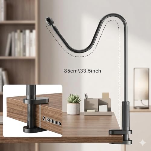 Flexible Webcam Stand Mount for Desk, Gooseneck Webcam Tripod with Clamp, Desktop Phone Holder & Table Top Tripod Compatible with Action Camera Gopro C922 C930e C920S C920 C615 C960 C920x Brio - 5
