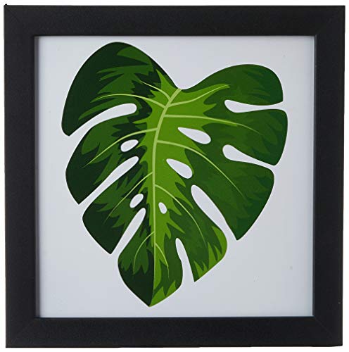 Arte Maníacos Quadro Decorativo Costela de Adăo Verde - 20x20cm (Moldura em laca preta)
