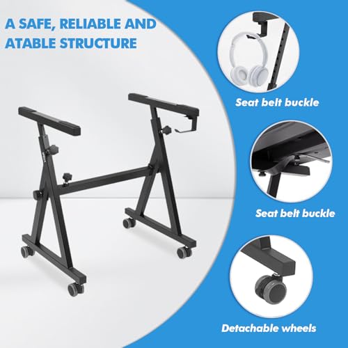 UPELLA Keyboard Piano Stand, Adjustable Heavy Duty with Wheels and Pads, Z Style Portable Keyboard Stand, Fits 54, 61, 88 Key Electric Keyboards Digital Pianos