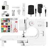 Design à double interrupteur : la machine à coudre pour débutant peut être facilement actionnée en appuyant sur le bouton, la pédale fournie vous permet de vous concentrer sur la couture tout en contrôlant la machine avec vos pieds, le numéro de bouton correspond au mode de couture, deux fils et deux vitesses, point arrière automatique et point arrière, pas de crochet de fil, pas de rupture d'aiguille, léger et portable, spécialement conçu pour les débutants de machines à coudre