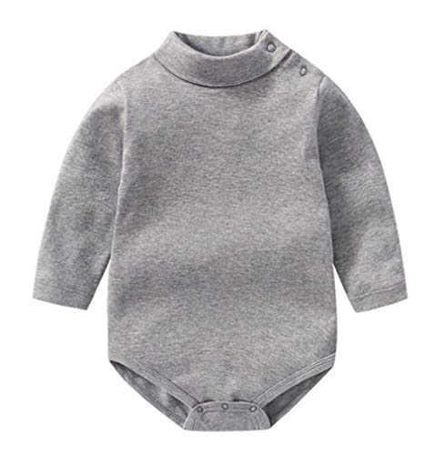 Baby Boy Girl Black Long Sleeve Shirt Bodysuit Turtleneck Romper Winter Clothes Toddler Fall Pajama Layer Top (18-24 Months, Turtleneck Grey)