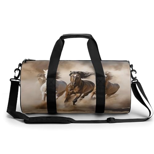 Gym Bag For Women Men Lightweight Three Running Horses Print Duffel Bag Personalized Travel Bags For Travel Sports