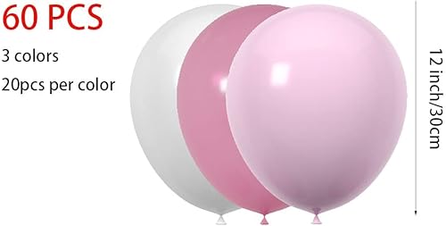 Miniatura 3 de 60 globos de látex rosa y blanco pastel de 12 pulgadas, decoración de boda, cumpleaños, baby shower, suministros para fiestas de primavera