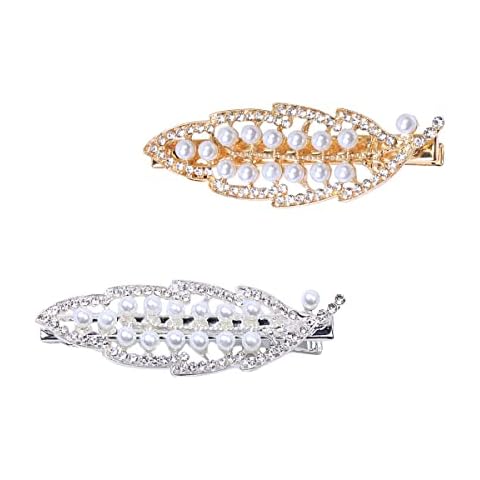 Leaf Hair Clips,Bride Hair Pins,Hair Clips Barrettes for Women, Rhinestone Alligator Hair Clips,Fashion Hairgrip Hair Accessories for Party Wedding Daily Cover