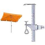 Schneider Sonnenschirm Locarno, mandarine, 180x120 cm rechteckig, Gestell Stahl, Bespannung Polyester, 2.3 kg & Balkonklammer für Sonnenschirme