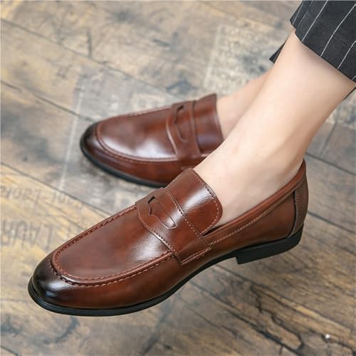 Mens Leather Loafers Slip On Breathable Lightweight Flexible Comfortable Classic Walking Casual Shoes Simple Design4