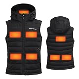uupalee Women's Heated Vest with Detachable Hood Lightweight Thermal Jacket (Battery Included) Black