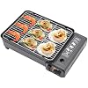 Gas Grill Portable Butane Stove, Camping Stove Gas Burner with Grill Grate&Grill Pan Clip, Portable Korean BBQ Grill Set for Outdoor Cooking Camping or Tailgating
