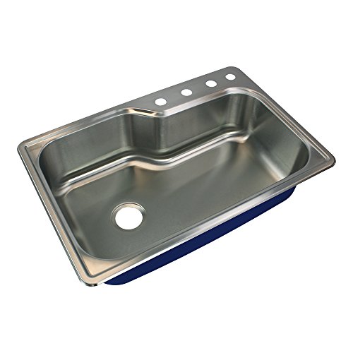 Transolid MTSO33229-4 Meridian 4-Hole Drop-in Single Bowl 16-Gauge Stainless Steel Kitchen Sink, 33-in x 22-in x 9-in, Brushed Finish by Transolid - Used condition - US$102.85