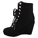 SNJ Women High Top Wedge Heel Sneakers Platform Lace Up Shoes Ankle Bootie Trends
