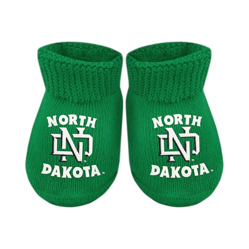 Creative Knitwear Baby Bootie Sock - North Dakota Fighting Hawks - Kelly Green - Newborn - 6 Mos