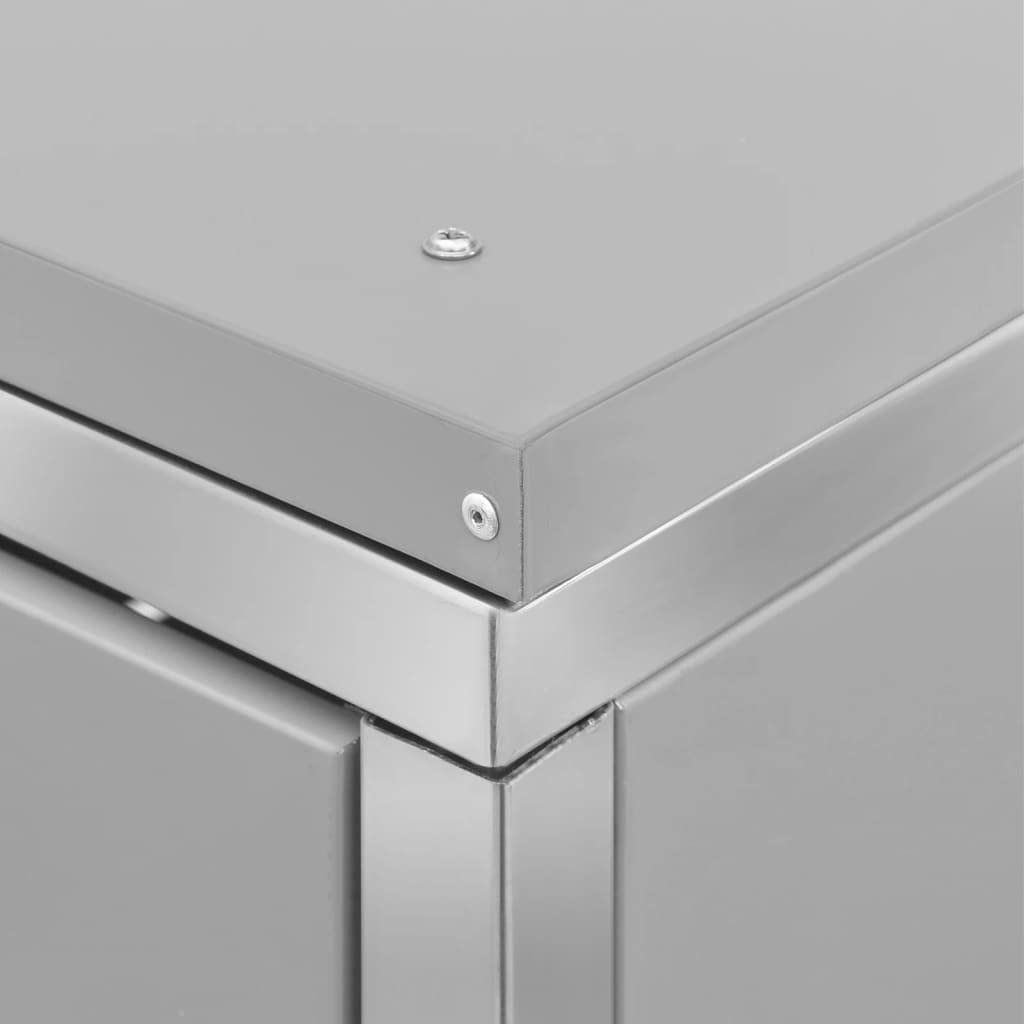 KOIECETA Mülltonnenbox für 3 Tonnen Abschließbar Rostfrei Müllbox Mülltonne Mülltonnenverkleidung Müllcontainer Gartenbox 207x77,5x115cm Edelstahl, Grau, (V-1495)