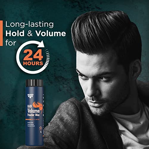 Beardhood Hair Volumizing Powder Wax For Men 20Gm | 24 Hrs Strong Hold With Matte Finish Hair Styling | All Natural & Zero Toxin Hair Styling Powder | Vegan & Cruelty Free #TOP3