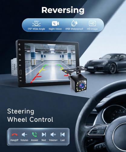 Image of Single Din Car Stereo with AM /FM /RDS Radio Backup Camera, Sellrich 9 inch IPS Touch Screen Single Din Radio Support Wireless Carplay Android Auto Bluetooth Mirror Link YouTube Online Video USB Port