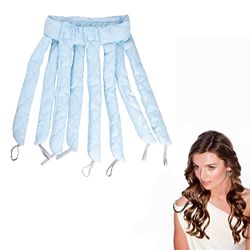 Heatless Octopus Hair Curlers Headband for Long Hair with 8 Heatless Curling Rod, Overnight Headband for Women Girls (blue)