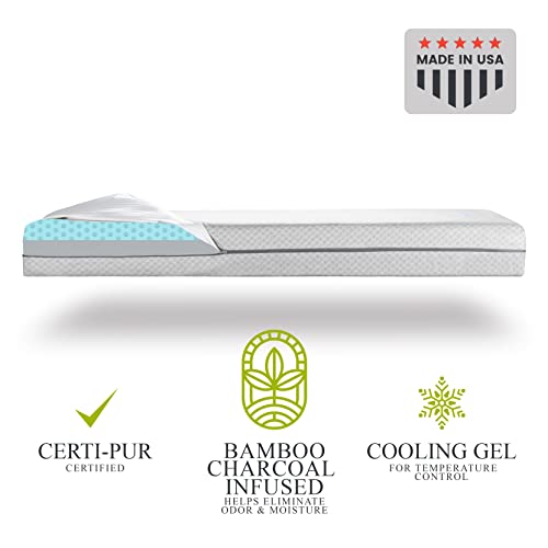 Bamboo Charcoal Dual-Sided Crib Mattress, 2-Stage Certipur-Us Premium Memory Foam Hypoallergenic Baby Mattress,100% Waterproof Firm Support For Infant Cooling Gel For Toddler, Washable Cover 52X27X5.5 #TOP1
