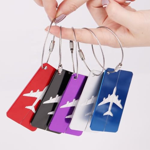 Tag De Mala De Aluminio Com Alça De Aço Etiqueta Para Identificação De Bagagem Avião (Roxo)