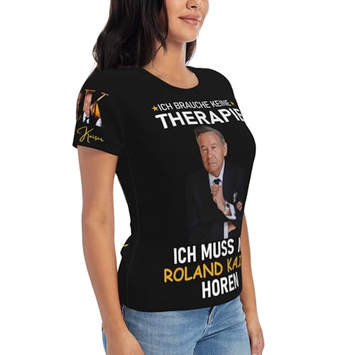 Roland Damen T-Shirt Kaiser Klassisches Rundhals Kurzarm Sommer Lässig Schwarz Tshirts Regular Fit Tee T Shirts für Frauen Mädchen Fans Geschenk