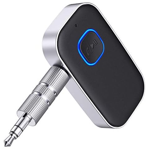 Babacom Bluetooth Receiver, Car Bluetooth Aux Adapter, Noise Cancelling 3.5mm Aux Bluetooth 5.0 Music Receiver for Home Stereo, Wired Headphones, Hands-free Calls (16 Hours Working Time/Dual Link) Cover