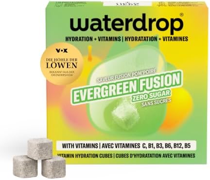 waterdrop® Evergreen Fusion – 12 Waterdrop Würfel - Apfel, Birne, Zitronenmelisse – Zuckerfreier Durstlöscher & Alternative zu Getränkesirup und Geschmackspulver - Geschmack für Wa