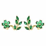 Generic Belaubte Blumen-Ohrringe Frauen Licht Luxus Temperament Sommermode alle -Ohrringe Ohrringe Silber 925 Stecker Rund