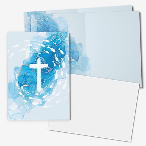 younikat Cartes pour Communion Baptême Mariage Confirmation - 15x avec enveloppes et feuille à...