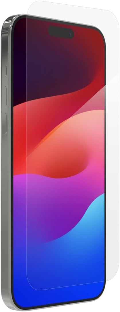 ZAGG InvisibleShield Glass XTR3 Protector de pantalla de vidrio templado para iPhone 15 Pro [6,1 pulgadas], compatible con fundas, filtro de luz azul, fácil aplicación, alta sensibilidad, a prueba de golpes (transparente)
