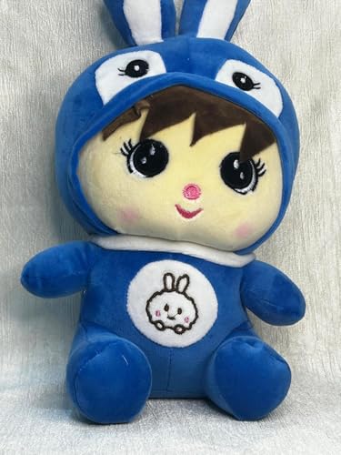 Image of Soft Bunny Baby Boy Plush Doll Toy with Rabbit Ears Child Teddy Bear Gift Toy and Pillow for Kids, Girls and Adults Cute Stuffed Animal Plush Blue (30cm)