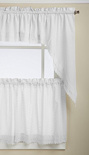 Lorraine Home Fashions Ribbon Eyelet Window Tier, 60 By 24-Inch, White, Set Of 2 #TOP3