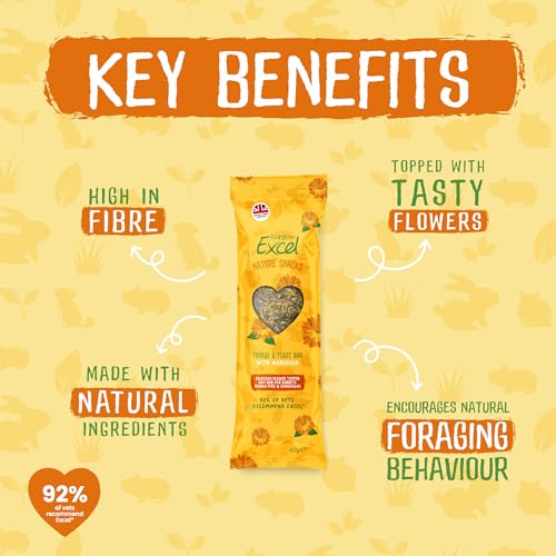 Burgess Excel Forage & Feast Bar With Marigold, Nature Snacks, Delicious Flower Topped Hay Bars 300g. Healthy Treats for Rabbits, Guinea Pigs & Chinchillas (5 Packs of 60g) - Image 3