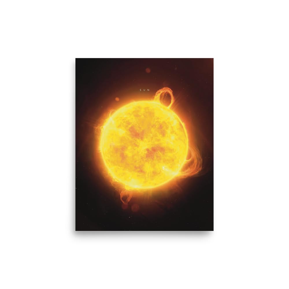 Penguin Prints Sun image Printed on Wooden MDF Poster Frame Size 23x18cm, ideal for Home Decor, Space Enthusiasts, Astronomers, Celestial Lovers, Quality Solar Image Print, Wall mount with double tape