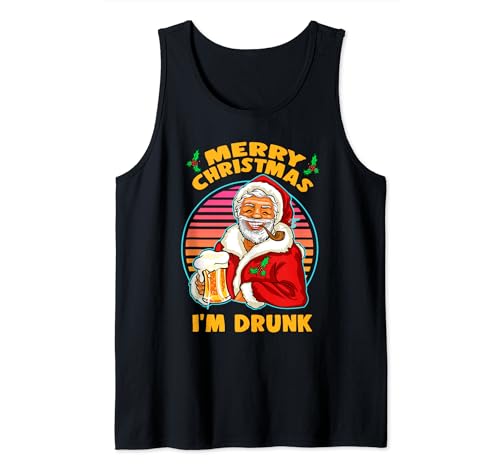 Santa Merry Christmas I'm Drunk Beer Drinking Funny Xmas Camiseta sin Mangas