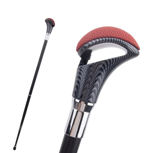 Red Black Leather Silver Walking Cane Fashion Decorative Walking Stick Gentleman Elegant Cosplay Cane Crosier 94cm