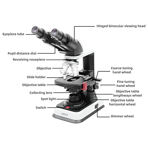 Votct Biological Microscope Manification Binocular Compound Microscope,Professional Microscope Kit With Slides For School Student Kids Adults Laboratory Education Science #TOP1