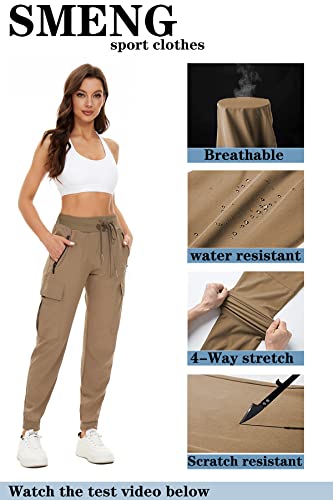 Smeng Cargo Pants Women High Waist Quick Dry Elastic Waist Hiking Pants Women Lightweight Travel Pants With Pockets Army Green Xl #TOP3