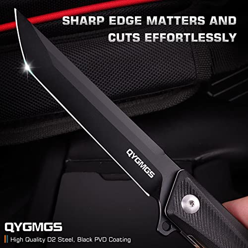 Remette Tactical Folding Knife Gd22K, D2 Steel Sharp Pocket Knife, Flip Assisted Opening Tanto Blade, G10 Handle Black Pocket Knife For Men Women, Daily Carry Edc And Hiking Camping Knives #TOP1