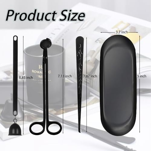 SHANDERBAR Candle Wick Trimmer, Candle Snuffer,Candle Storage Tray Plate, Wick Dipper,4 in 1 Candle Accessories with Gift Package,Great for Candles Lovers